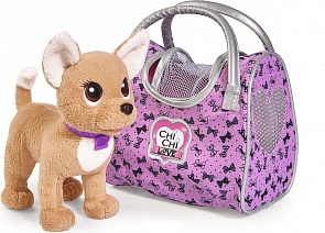 Плюшевая собачка из серии Chi-Chi love - Путешественница, с сумкой-переноской, 20 см. (Simba, 5893124)